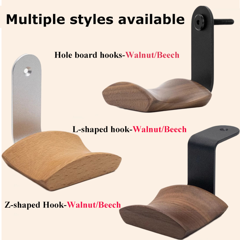 Headphone Stand Desk - Universal Headphone Stand Solid Walnut/Beech Wood