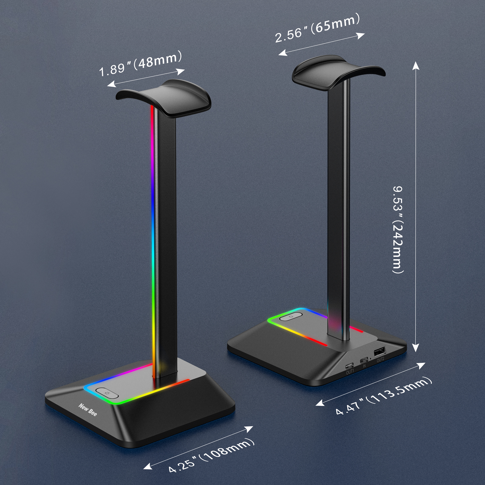 New Bee Z8 RGB Headphones Stan - Headphone Stand Desk avis et prix