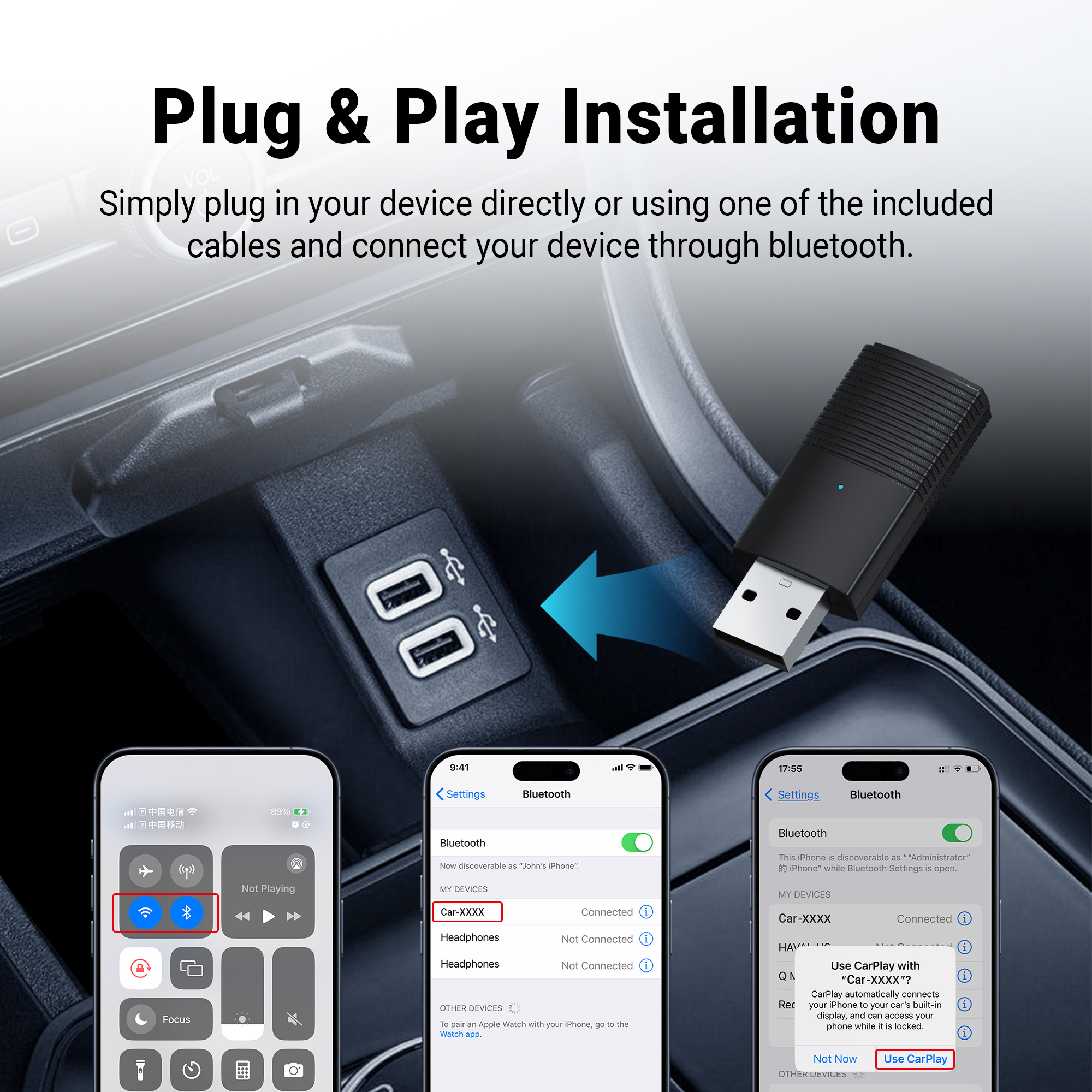OTTOMOTION Mini Wireless CarPl - Bluetooth Adapter Receiver avis et prix
