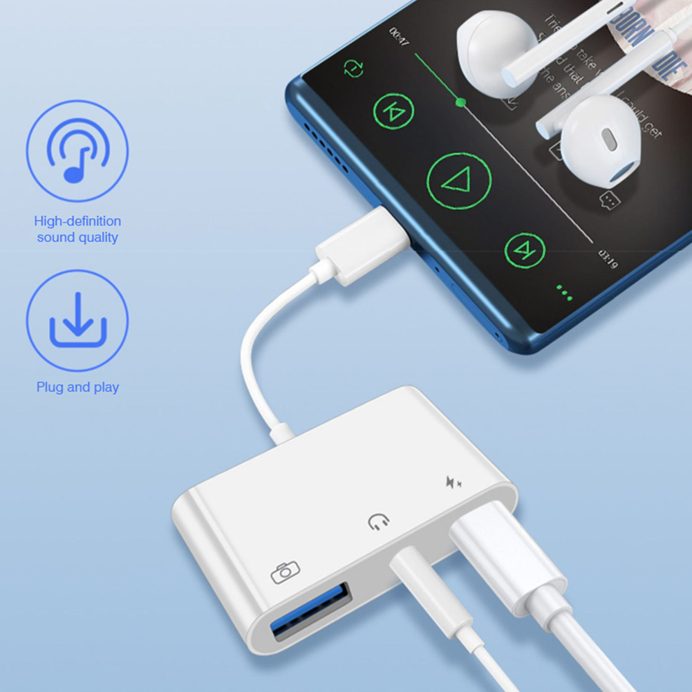 3 in 1 Type C to 3.5mm Jack Ea - Earphone Splitter Jack avis et prix