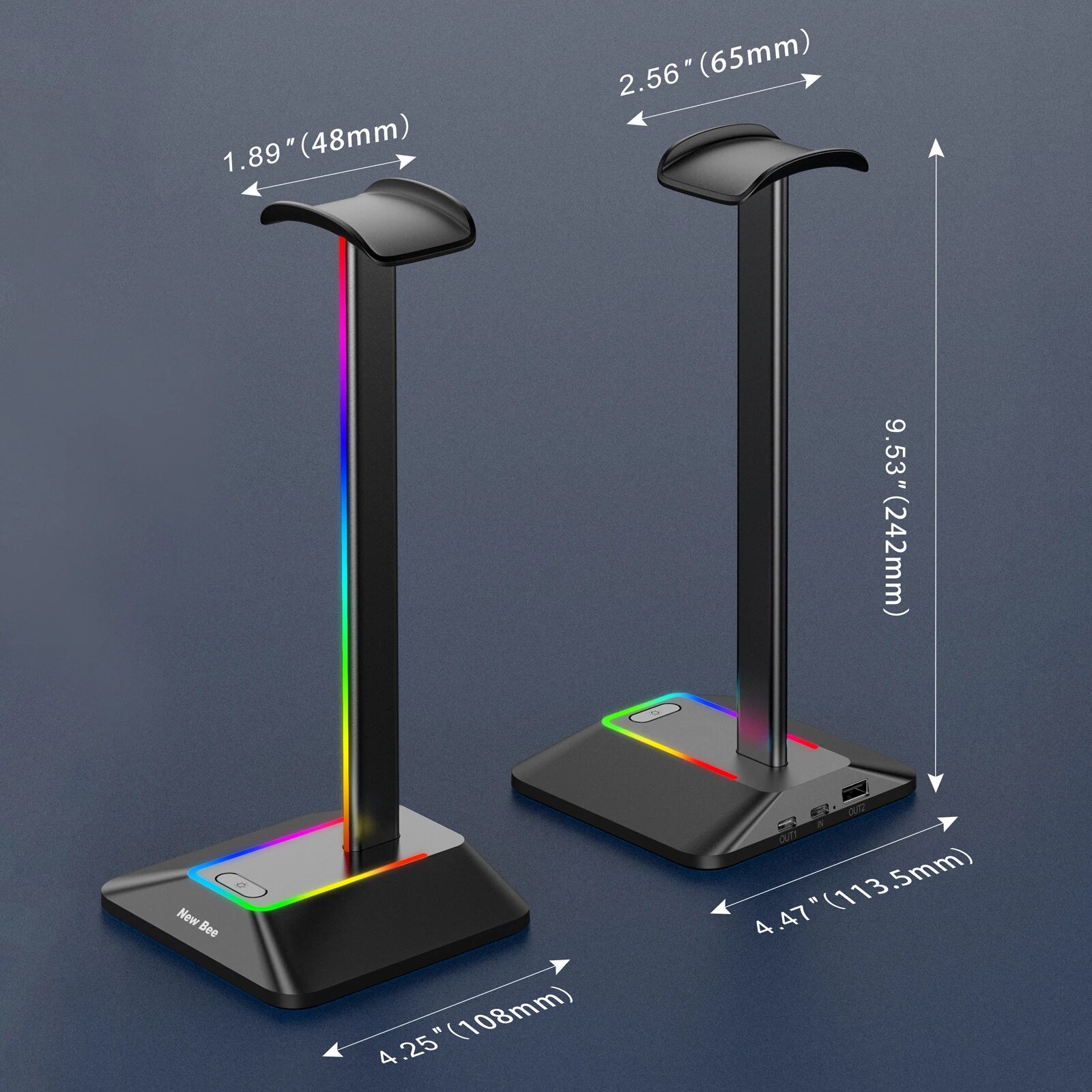 New Bee Z8 RGB Headphones Stan - Headphone Stand Desk avis et prix