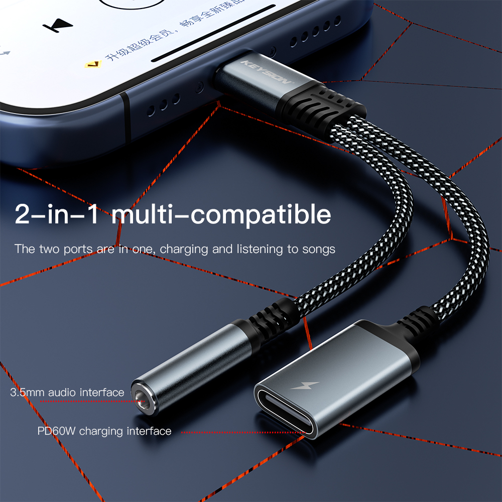 KEYSION 2 in 1 Type C to 3.5mm - Earphone Splitter Jack avis et prix